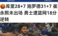 关于勇士遭逆转，库里助攻率创季后赛新高倒数第二的信息